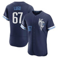 Perkns KC.Royals #67 Seth Lugo Player Navy City Connect Limited Elite Home Stitched Jerseys