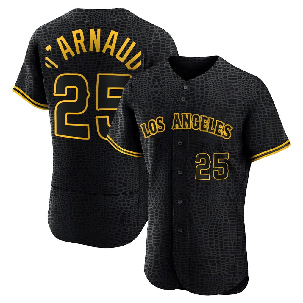 Perkns LA.Angels #25 Travis d'Arnaud Player Black Snake Skin City Limited Elite Home Stitched Jerseys