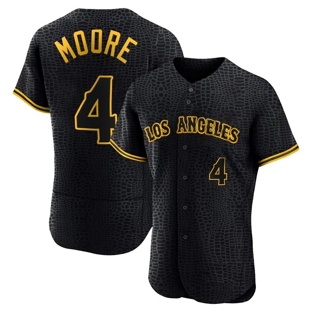 Perkns LA.Angels #4 Christian Moore Player Black Snake Skin City Limited Elite Home Stitched Jerseys