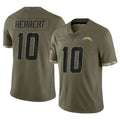 Perkns LA.Chargers #10 Justin Herbert Player Olive Salute To Service Limited Stitched Jerseys