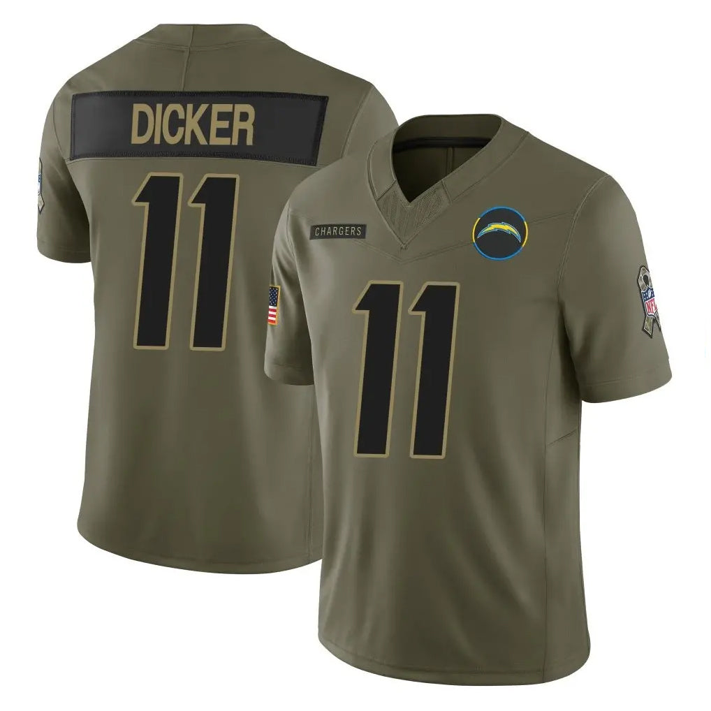 Perkns LA.Chargers #11 Cameron Dicker Player Olive 2025 Salute To Service Limited Game Stitched Jerseys