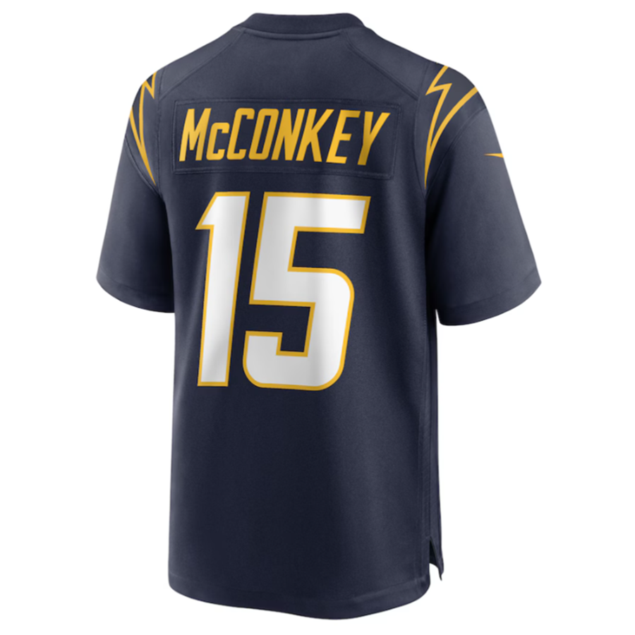 Perkns LA.Chargers #15 Ladd McConkey Navy Game Jersey Stitched Jersey