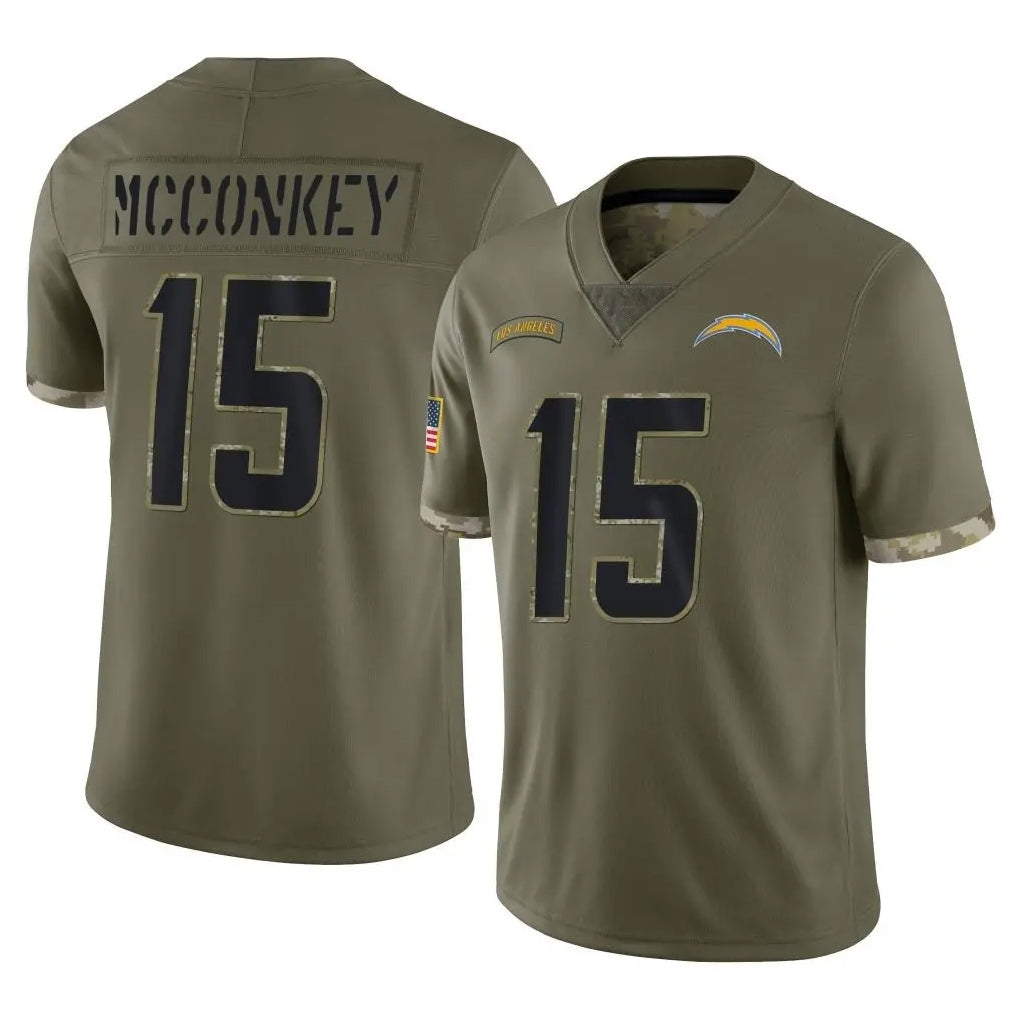 Perkns LA.Chargers #15 Ladd McConkey Player Olive Salute To Service Limited Stitched Jerseys