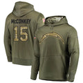 Perkns LA.Chargers #15 Ladd McConkey Player Salute to Service  Olive Hoodies Game Stitched Jerseys