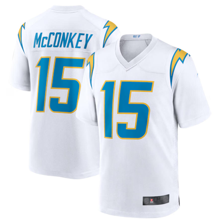 Perkns LA.Chargers #15 Ladd McConkey White Game Jersey Stitched Jerseys