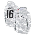 Perkns LA.Chargers #16 J.K. Scott Player Arctic Camo Salute to Service Hoodies Limited Game Stitched Jerseys