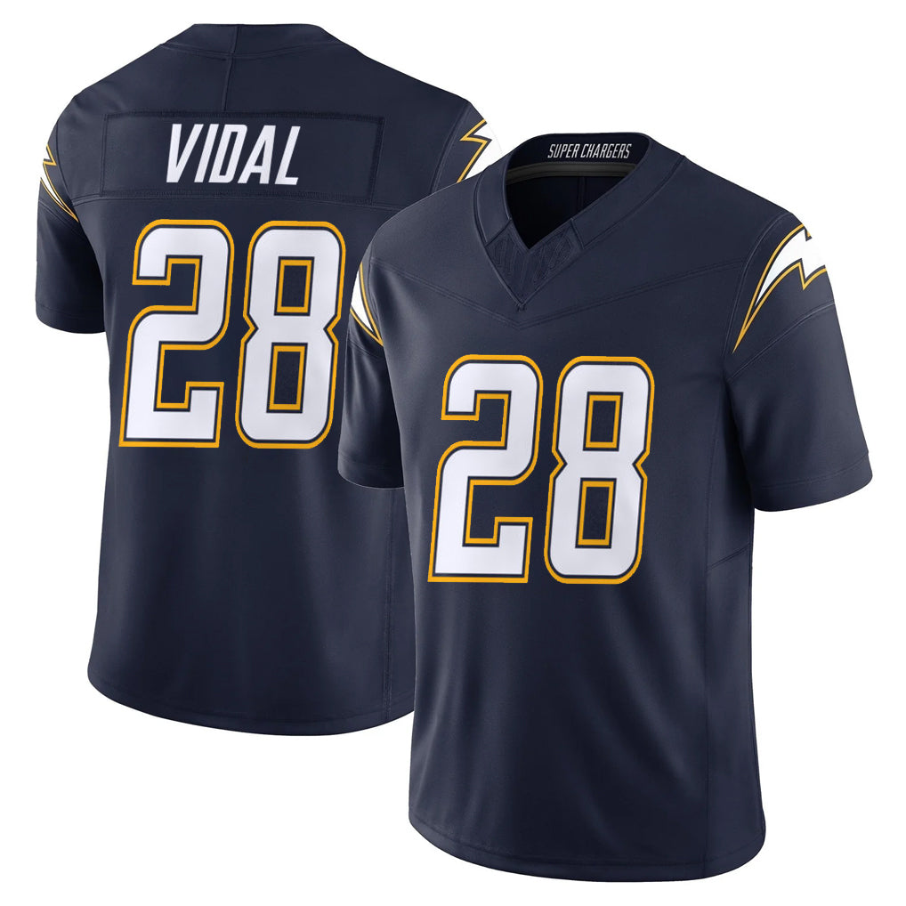 Perkns LA.Chargers #28 Kimani Vidal Player Navy Vapor F.U.S.E. Limited Home Game Stitched Jerseys
