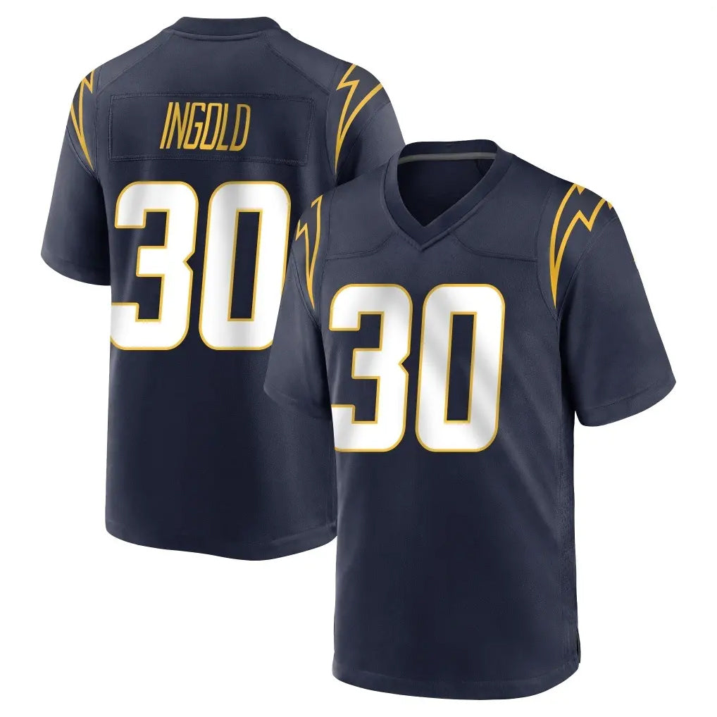 Perkns LA.Chargers #30 Alec Ingold Player Navy Home Game Stitched Jerseys