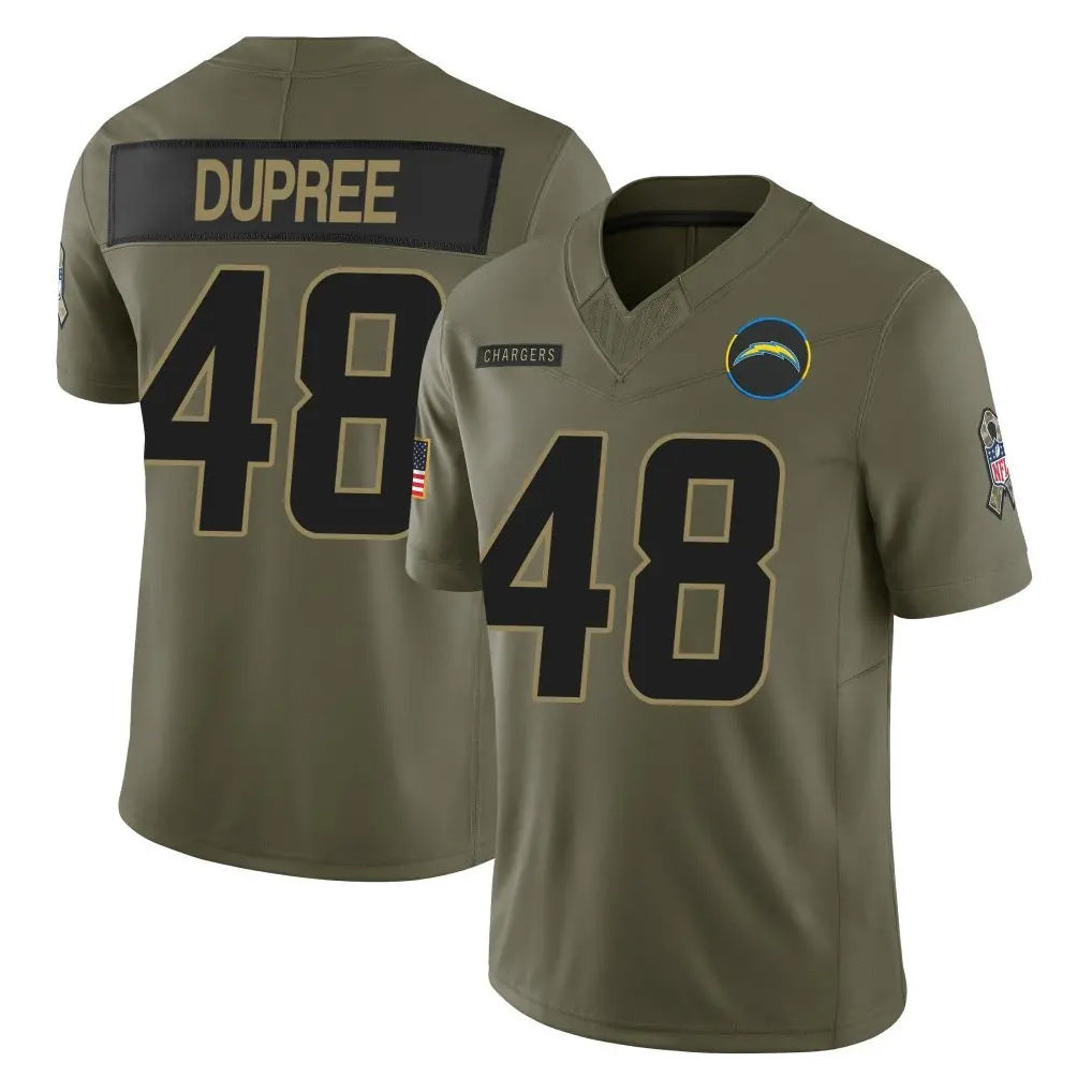 Perkns LA.Chargers #48 Bud Dupree Player Olive 2025 Salute To Service Limited Game Stitched Jerseys