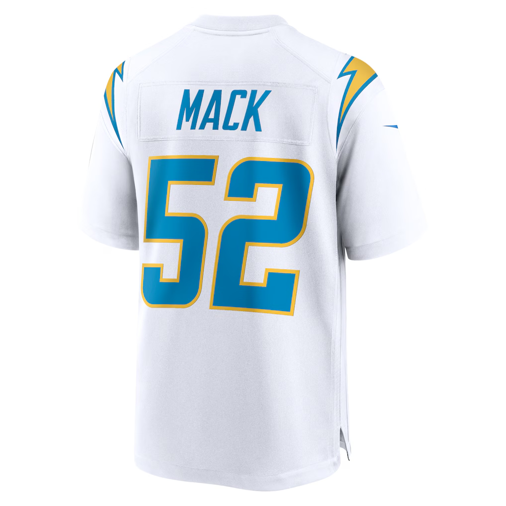 Perkns LA.Chargers #52 Khalil Mack White Game Stitched Jerseys
