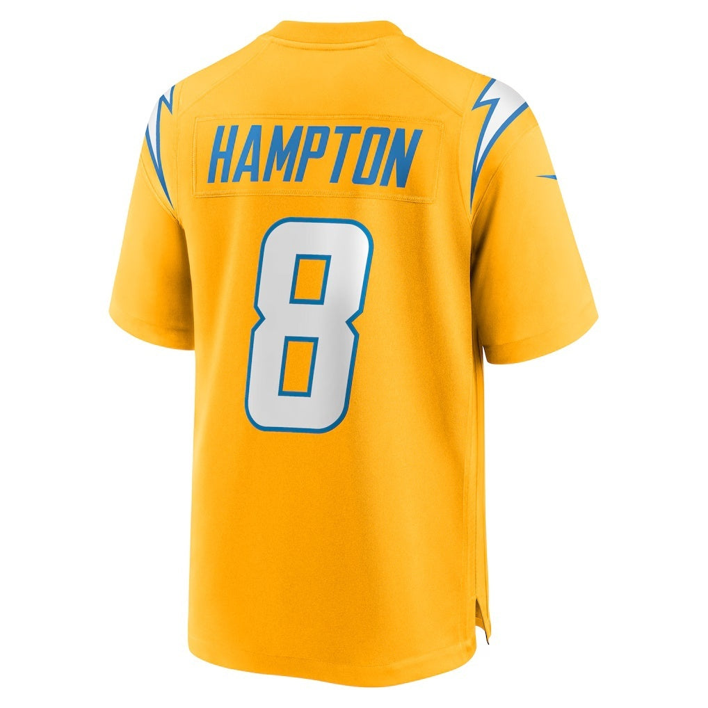 Perkns LA.Chargers #8 Omarion Hampton Gold Alternate Charger Power Game Player Stitched Jerseys