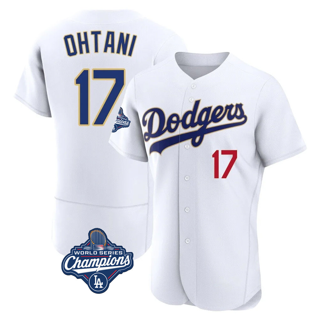 Perkns LA.Dodgers #17 Shohei Ohtani Player Gold White World Series Meet 2026 Collection Stadium Limited Elite Stitched Jerseys