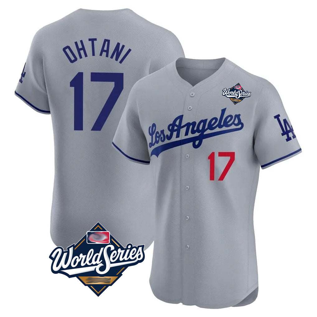 Perkns LA.Dodgers #17 Shohei Ohtani Player Gray World Series Limited Elite Home Stitched Jerseys