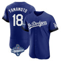 Perkns LA.Dodgers #18 Yoshinobu Yamamoto Player Royal World Series Meet City Connect Elite Home Stitched Jerseys