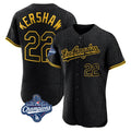 Perkns LA.Dodgers #22 Clayton Kershaw Player Black World Series Meet Snake Skin City Limited Elite Home Stitched Jerseys