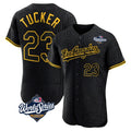Perkns LA.Dodgers #23 Kyle Tucker Player Black World Series Snake Skin City Limited Elite Home Stitched Jerseys
