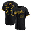 Perkns LA.Dodgers #34 Fernando Valenzuela Player Black Snake Skin City Limited Elite Home Stitched Jerseys