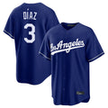 Perkns LA.Dodgers #3 Edwin D¡§aaz Player Royal Game Stitched Jerseys