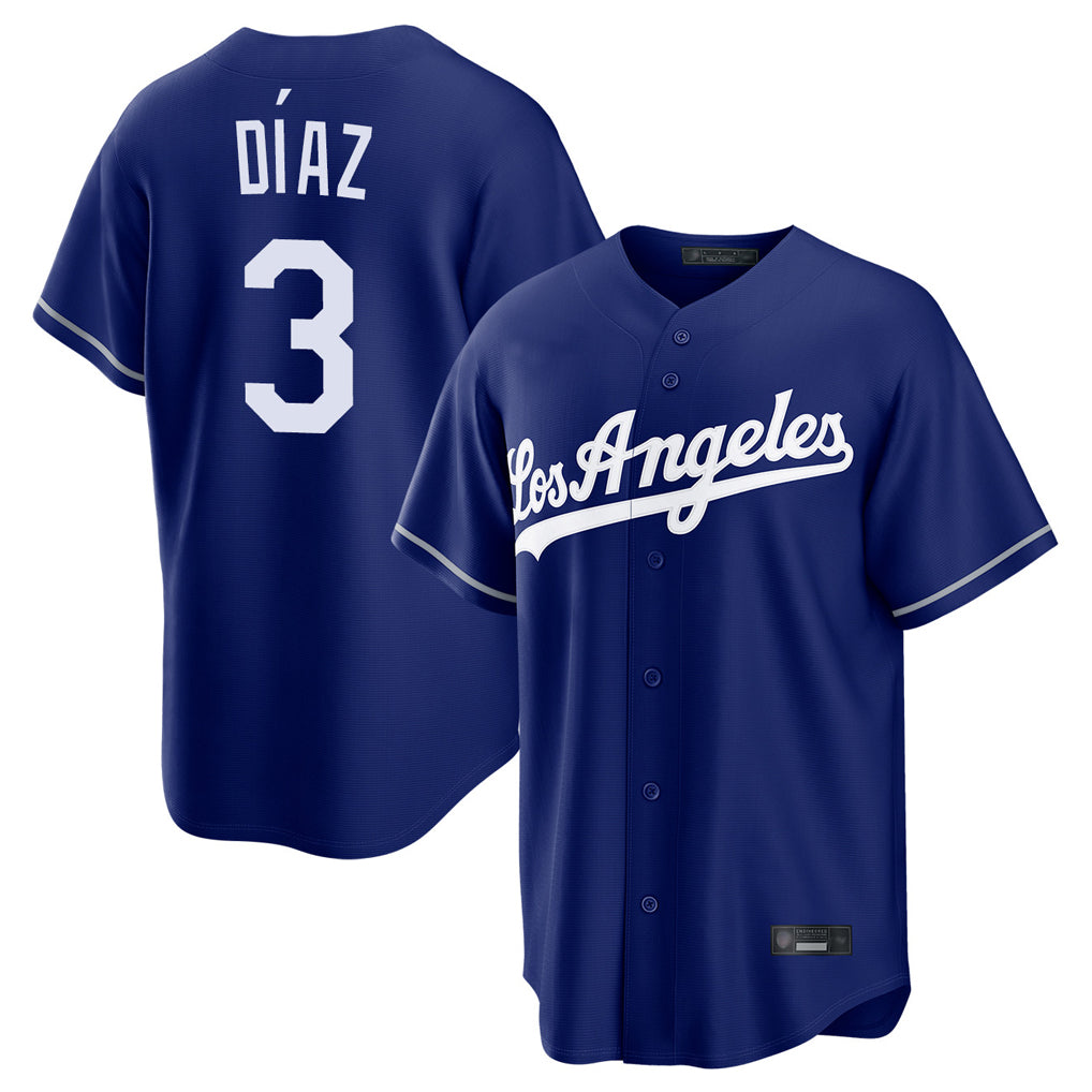 Perkns LA.Dodgers #3 Edwin D¡§aaz Player Royal Game Stitched Jerseys