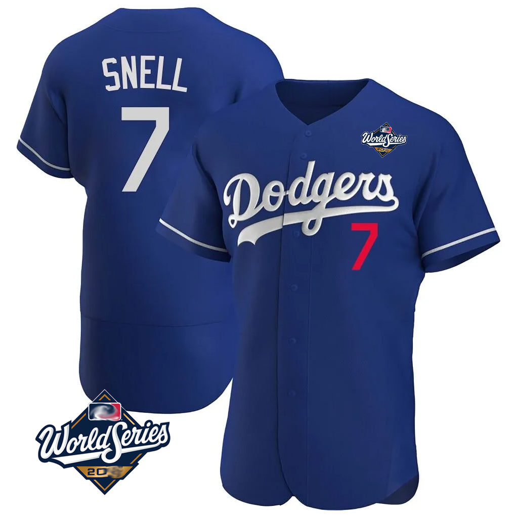 Perkns LA.Dodgers #7 Blake Snell Player Royal Limited Elite World Series Home Stitched Jerseys