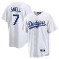 Perkns LA.Dodgers #7 Blake Snell Player White Game Stitched Jerseys