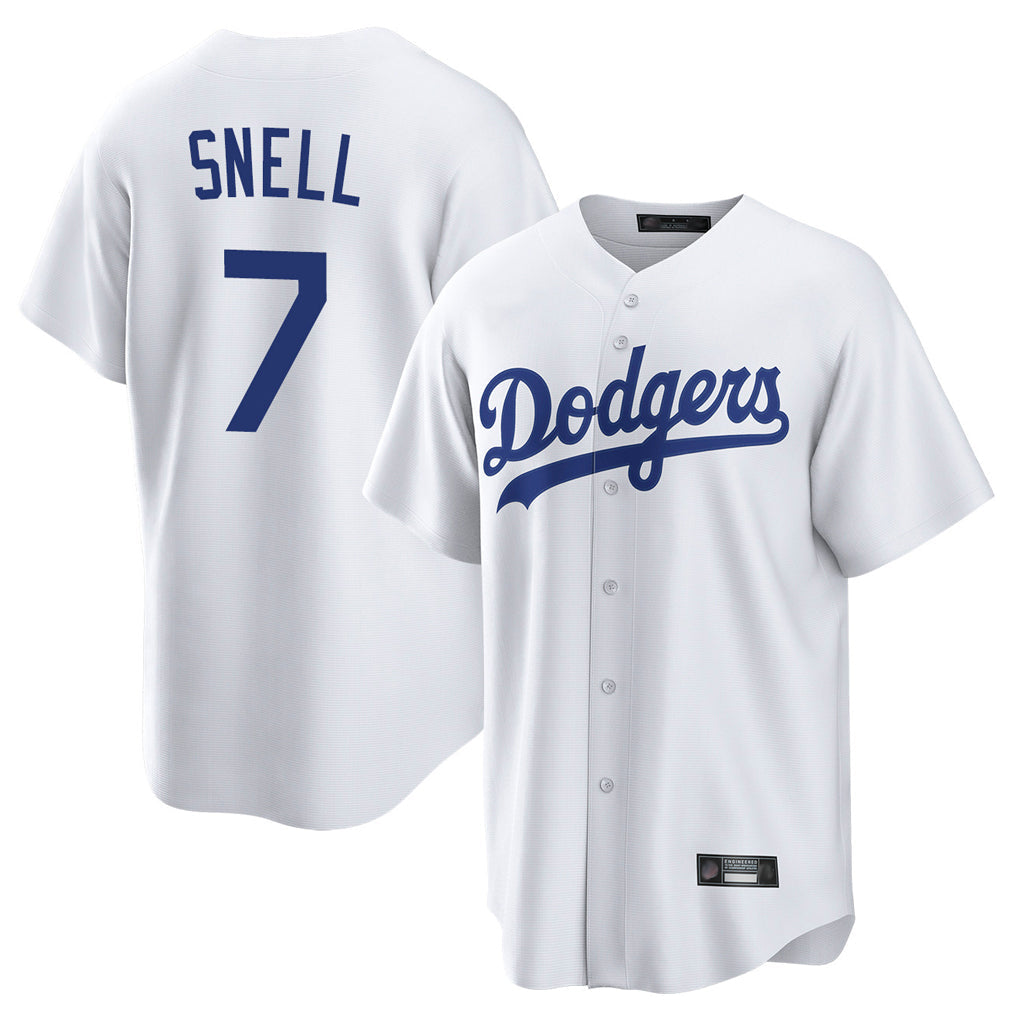 Perkns LA.Dodgers #7 Blake Snell Player White Game Stitched Jerseys
