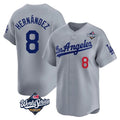 Perkns LA.Dodgers #8 Enrique Hern?¡ì?¨¦ndez Player Gray World Series Limited Home Stitched Jerseys