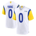 Perkns LA.Rams #0 Byron Young Player White Home Game Stitched Jerseys