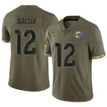 Perkns LA.Rams #12 Puka Nacua Player Salute To Service Olive Stitched Jerseys