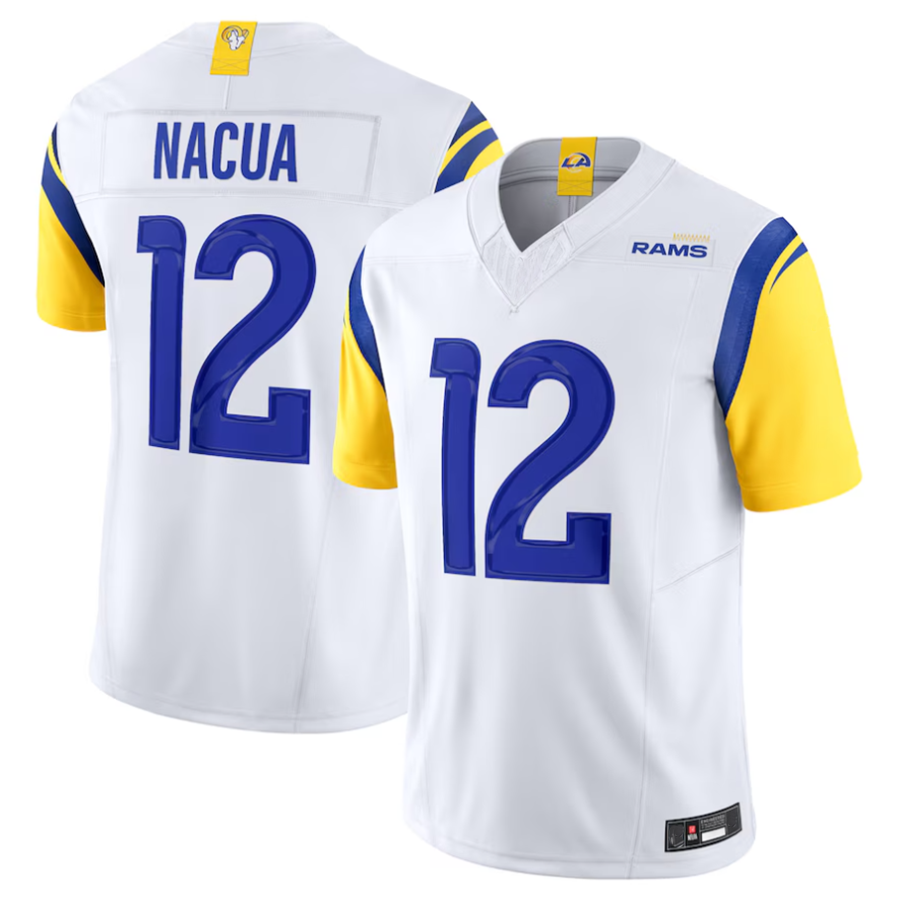 Perkns LA.Rams #12 Puka Nacua White Vapor F.U.S.E. Limited Player Stitched Jerseys