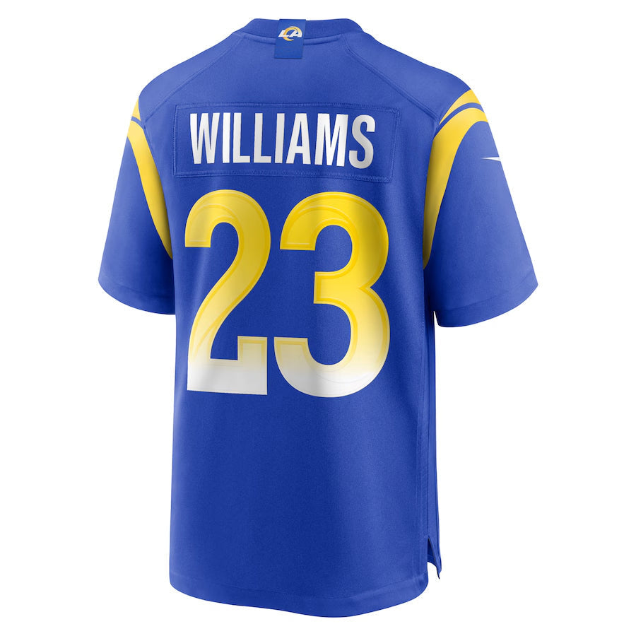 Perkns LA.Rams #23 Kyren Williams Player Royal Home Game Stitched Jerseys