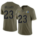 Perkns LA.Rams #23 Kyren Williams Player Salute To Service Olive Stitched Jerseys