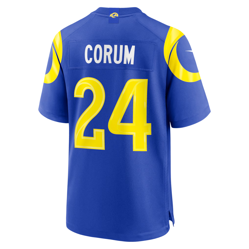Perkns LA.Rams #24 Blake Corum Royal Game Stitched Jerseys