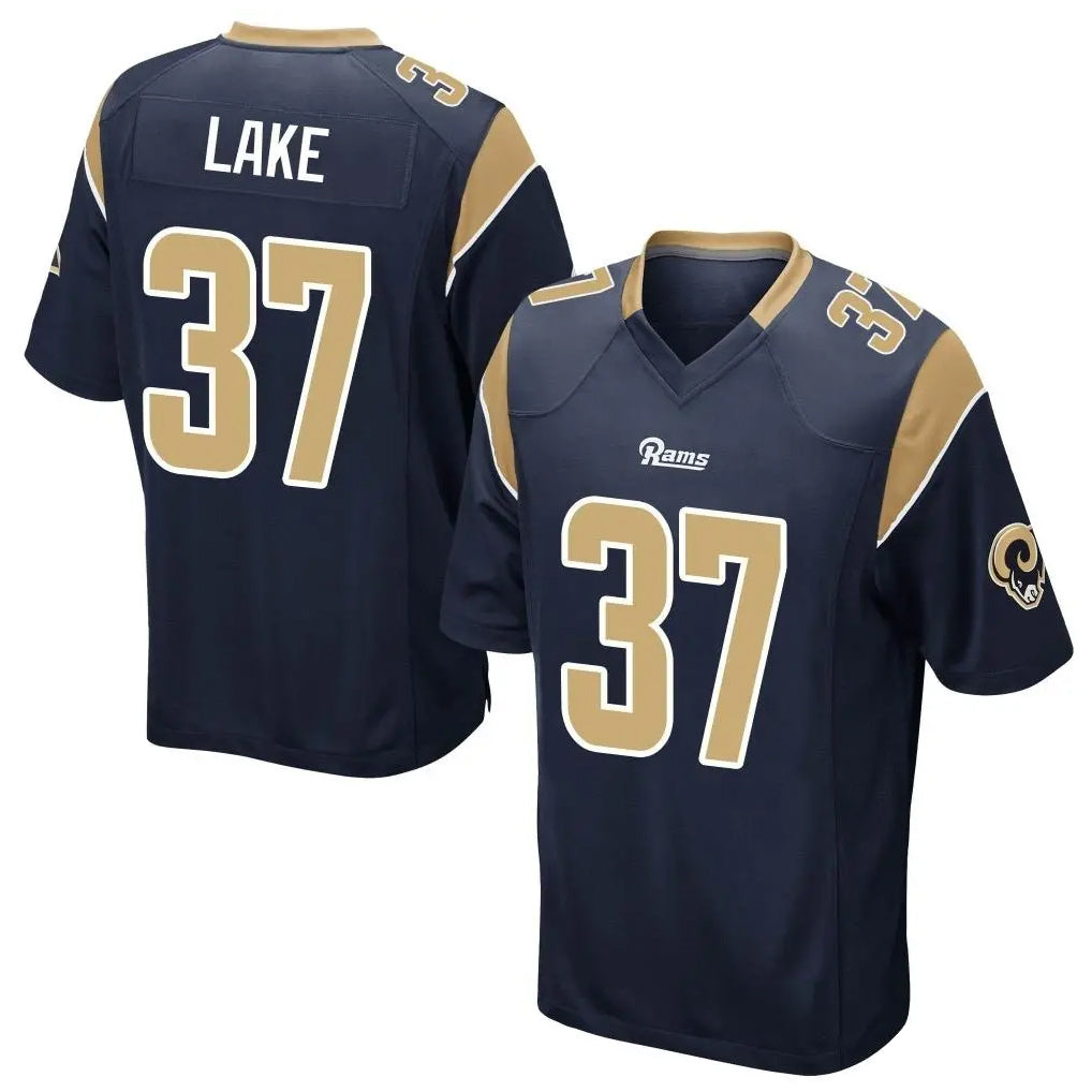 Perkns LA.Rams #37 Quentin Lake Player Navy Home Game Stitched Jerseys