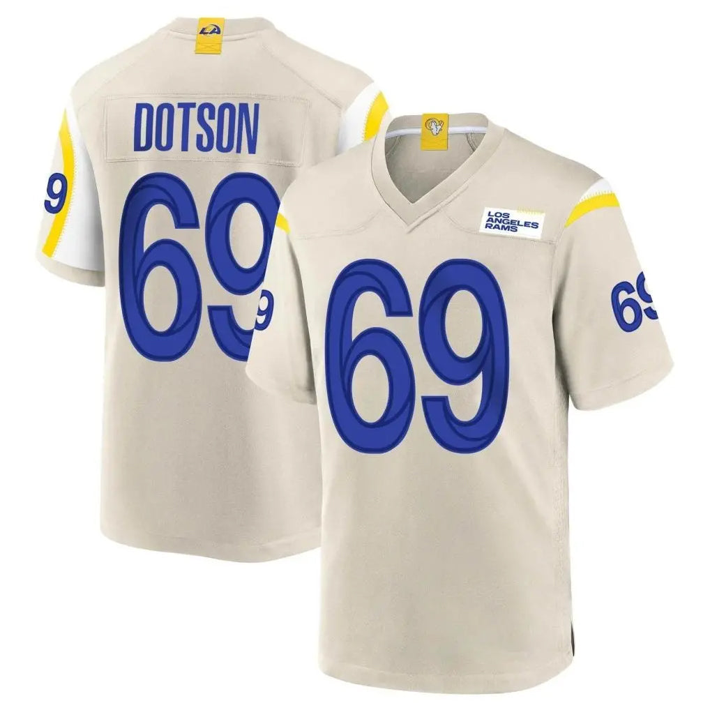 Perkns LA.Rams #69 Kevin Dotson Player Bone Home Game Stitched Jerseys
