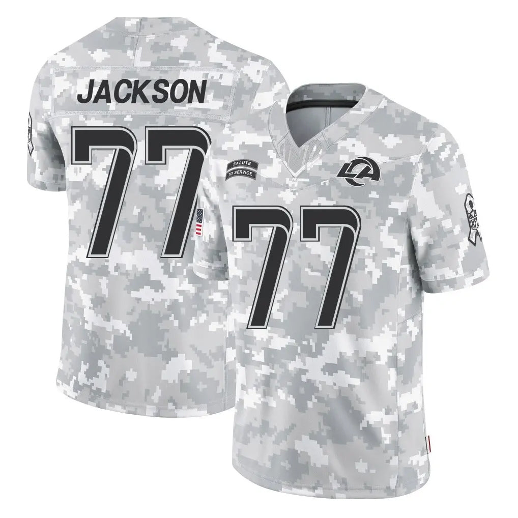 Perkns LA.Rams #77 Alaric Jackson Player Arctic Camo Salute To Service Limited Game Stitched Jerseys