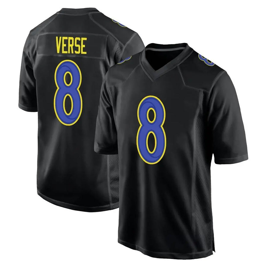 Perkns LA.Rams #8 Jared Verse Player Black Fashion Game Stitched Jerseys