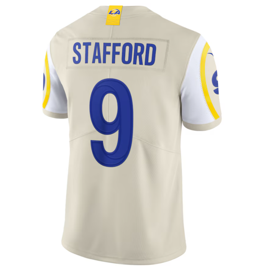 Perkns LA.Rams #9 Matthew Stafford Bone Vapor Limited Jersey American Stitched Jersey