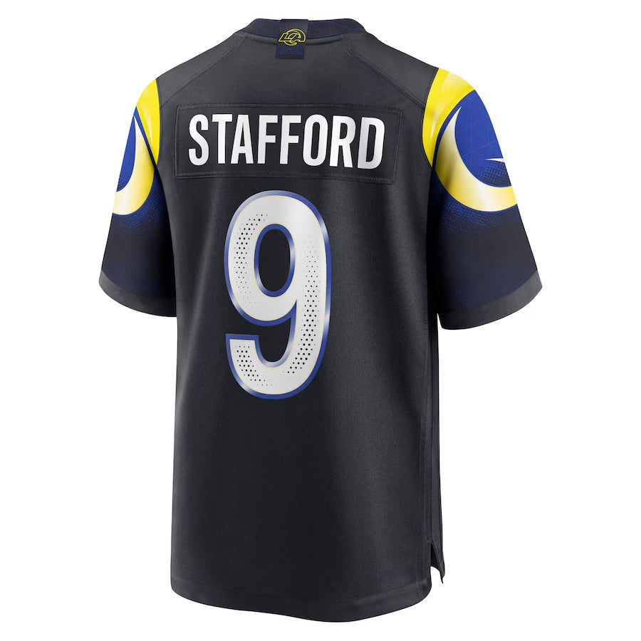 Perkns LA.Rams #9 Matthew Stafford Player Midnight Blue Rivalries Collection Game Stitched Jerseys