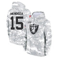 Perkns LV.Raiders #15 Fernando Mendoza Player Arctic Camo Salute to Service Hoodies Limited Game Stitched Jerseys