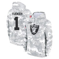 Perkns LV.Raiders #1 Tre Tucker Player Arctic Camo Salute to Service Hoodies Limited Game Stitched Jerseys