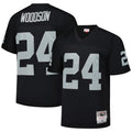 Perkns LV.Raiders #24 Charles Woodson Player Mitchell & Ness Black Legacy Replica Stitched Jerseys