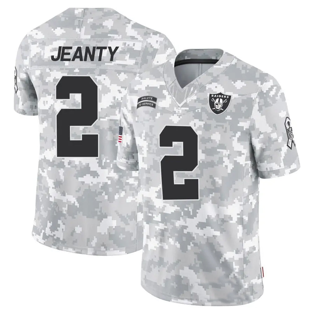 Perkns LV.Raiders #2 Ashton Jeanty Player Arctic Camo Salute to Service Limited  Stitched Jerseys