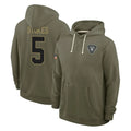 Perkns LV.Raiders #5 Eric Stokes Player Olive Salute to Service Pullover Hoodies Limited Stitched Jerseys