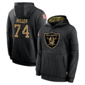 Perkns LV.Raiders #74 Kolton Miller Player Black Salute to Service Hoodies Limited Game Stitched Jerseys
