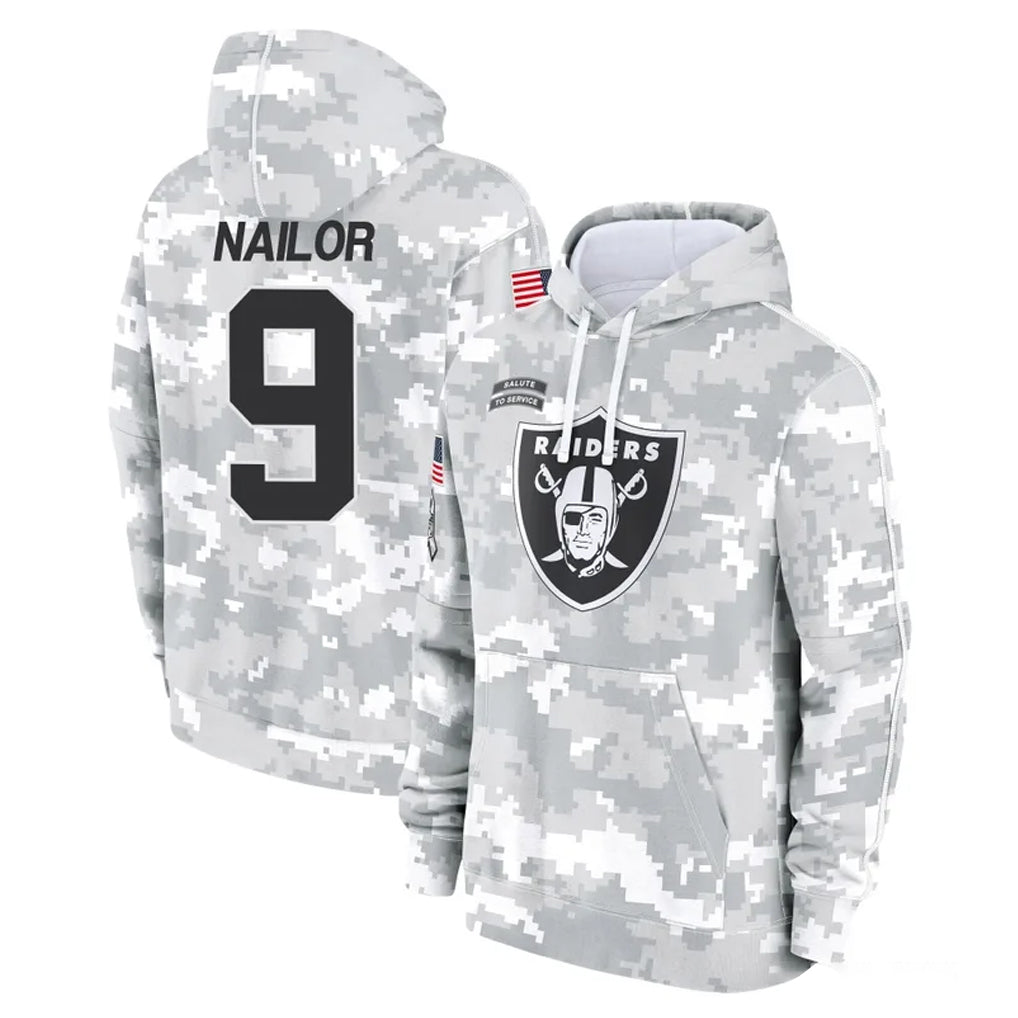 Perkns LV.Raiders #9 Jalen Nailor Player Arctic Camo Salute to Service Hoodies Limited Game Stitched Jerseys