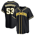 Perkns M.Brewers #53 Brandon Woodruff Player Black Fashion Out Home Game Stitched Jerseys