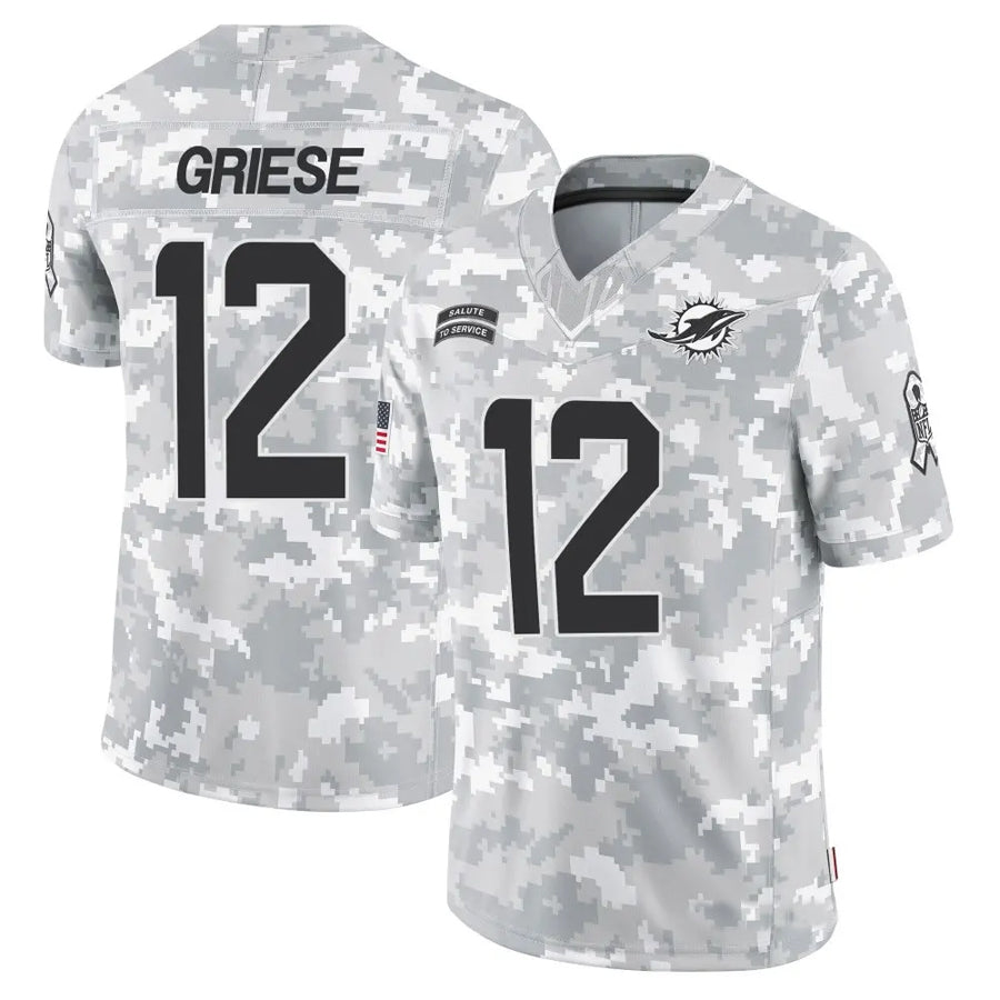Perkns M.Dolphins #12 Bob Griese Player Arctic Camo Salute to Service Limited Stitched Jerseys