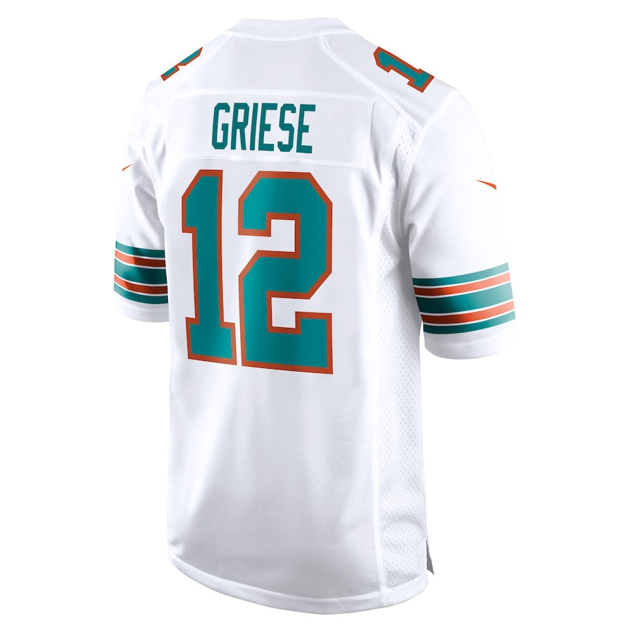Perkns M.Dolphins #12 Bob Griese Player White Home Game Stitched Jerseys