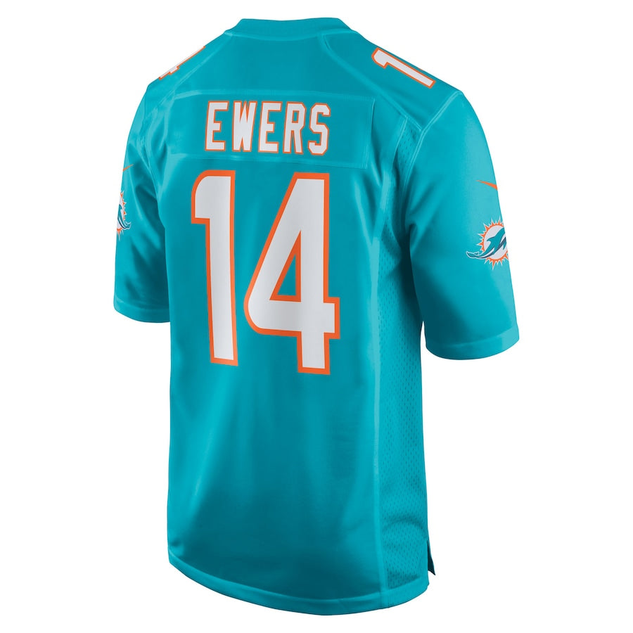 Perkns M.Dolphins #14 Quinn Ewers Player Aqua Home Game Stitched Jerseys